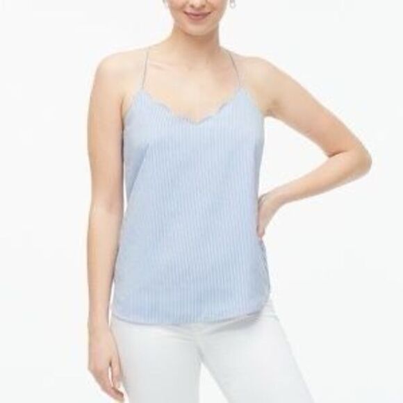 ✨J.Crew Striped scalloped cami sz 12 top✨ - Picture 1 of 7